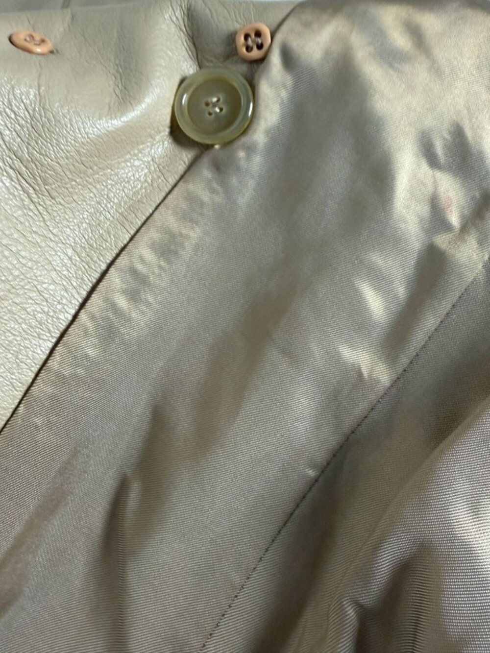 Akris Punto Womens Beige Genuine Lambskin Leather Belted Jacket Size 12 Swiss - Picture 5 of 14